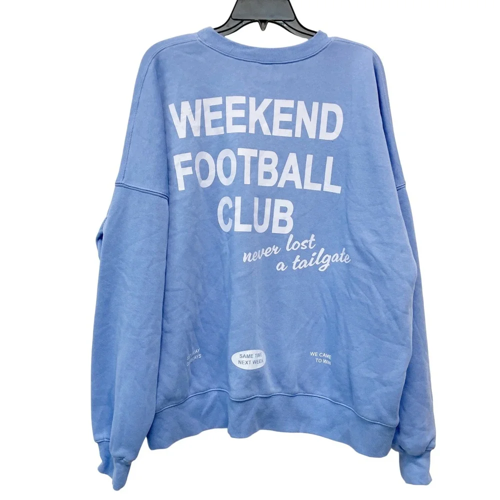 Wild Fable Women's Blue Weekend Football Club Graphic Sweatshirt Size L - Picture 3 of 6
